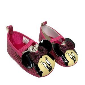 Disney Minnie Mouse Baby Girl Pink Sparkly Dressy / Casual Shoes Size 3-6 months